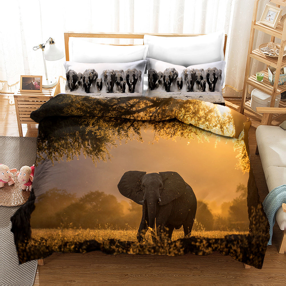 3D Elephant Dusk Quilt Cover Set Bedding Set Pillowcases 65