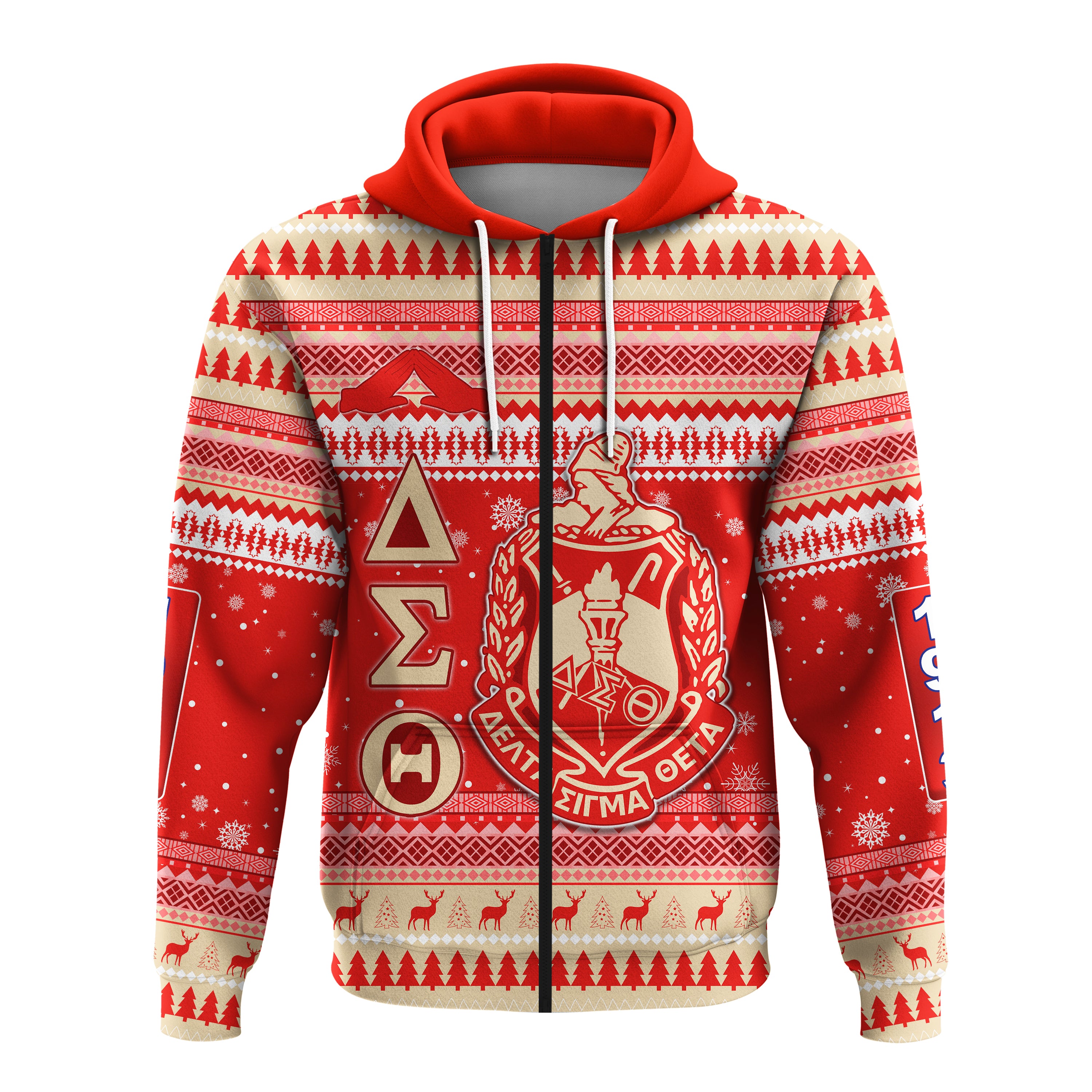 Delta Sigma Theta Christmas Zip Hoodie African Pattern Lt13