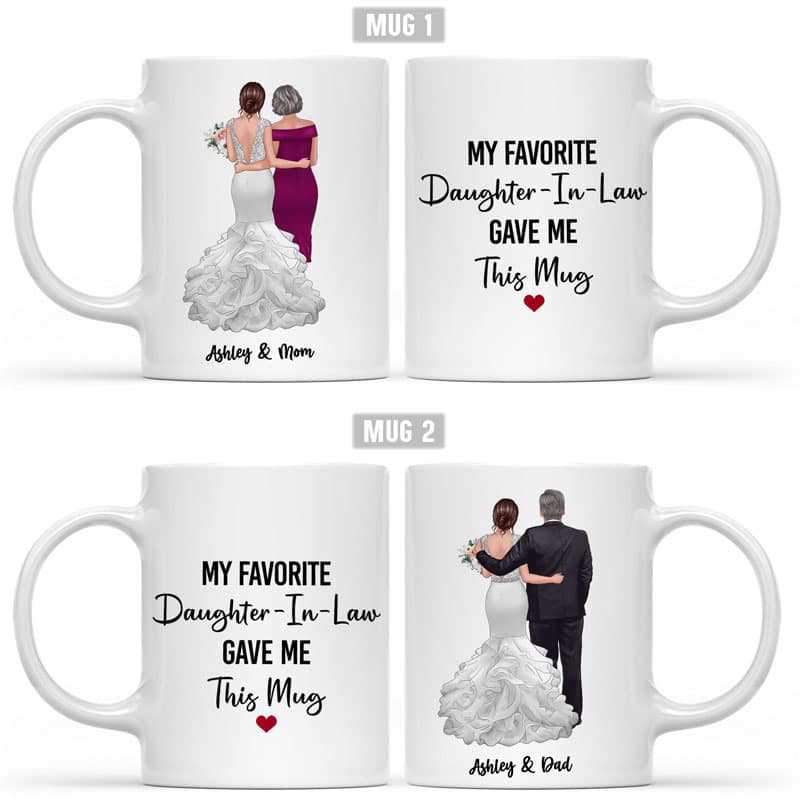 Mother Father Of The Groom Wedding Gift Personalized Mug Set