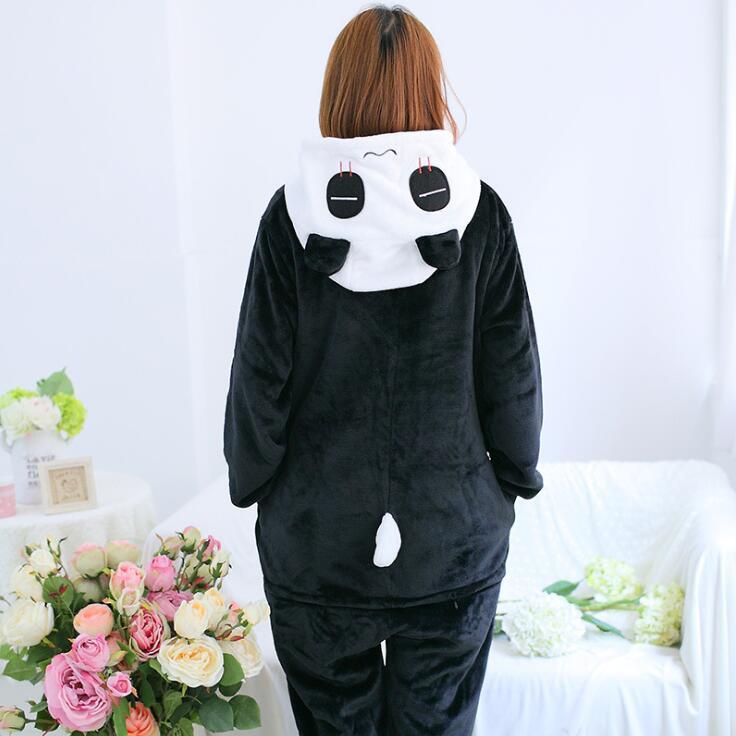 Cute Black Panda Pajamas Animal Onesie Cosplay Costume Giraffe Adult Pajamas Unisex Flannel Sleepwear Hoodie For Women Men