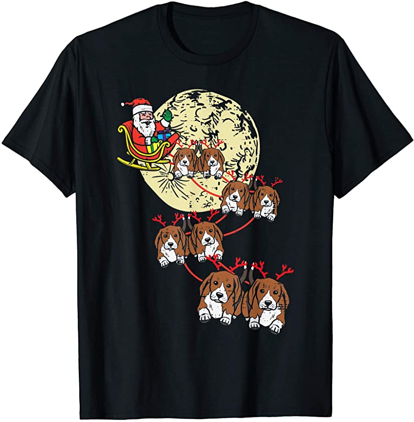 Reindeer Beagle Santa Christmas Animal Pet Dog Xmas Gift T-Shirt