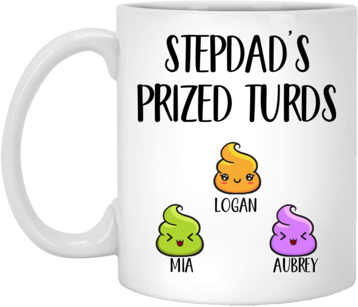 Personalized Stepdad’S Favorite Turd Mug Funny Father’S Day Customized Mug Grandpa Funny Poop Gift Turd Gift For Stepdad’S Birthday Favorite Grandkid Mug – Gift For Funny Dad – 11Oz Coffee Mug 11Oz