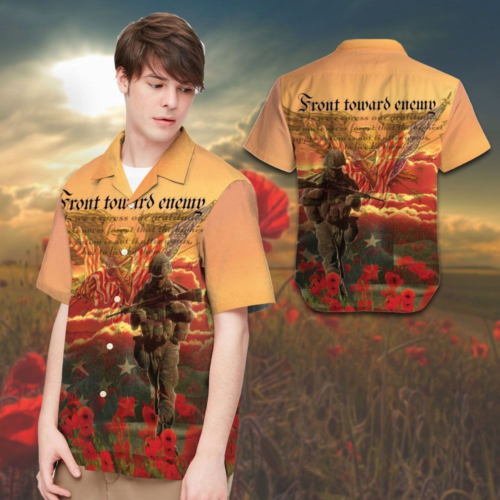 Veteran Front Toward Enemy Men Hawaiian Shirt