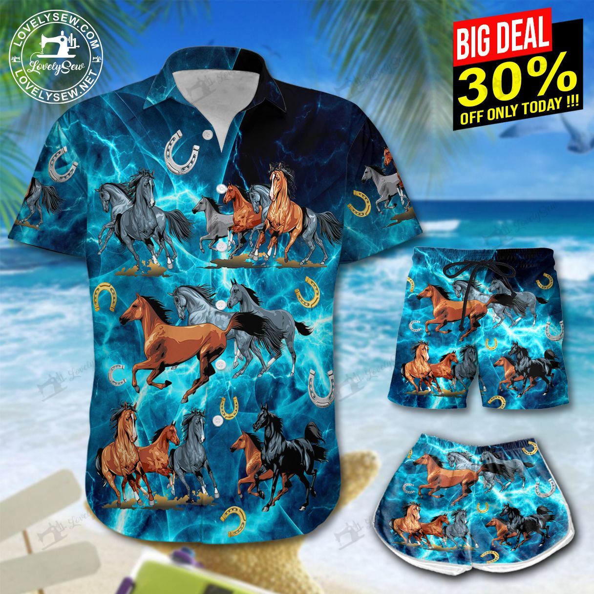 Horses Hawaiian Shirt Shorts Ha78714