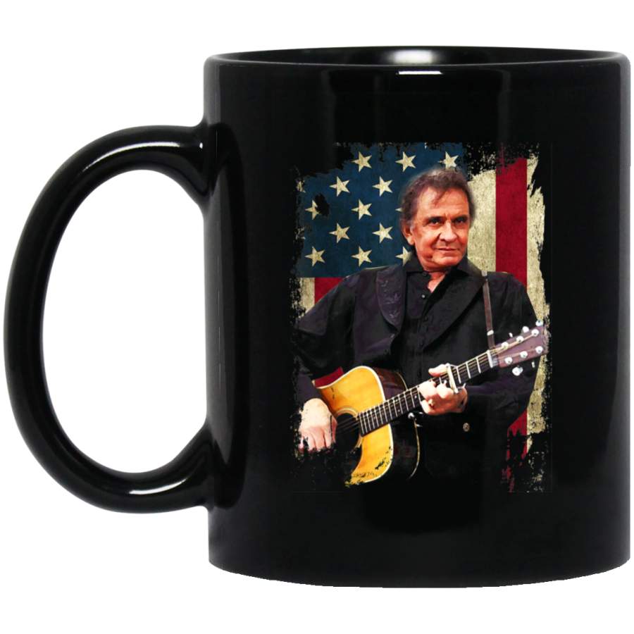 Vintage Retro Johnny Cash Love Legends Never Die Gifts Black Mug