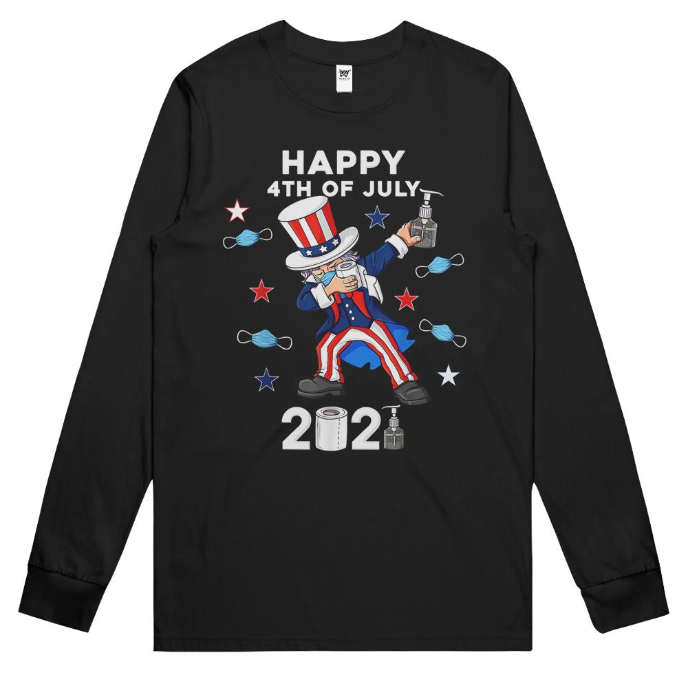 4Th July Shirts, Fourth Of July Long Sleeve T Shirts, 4Th Of July Long Sleeve T Shirts, Dabbing Uncle Sam In A Mask 4Th Of July 2021 Long Sleeve T Shirts