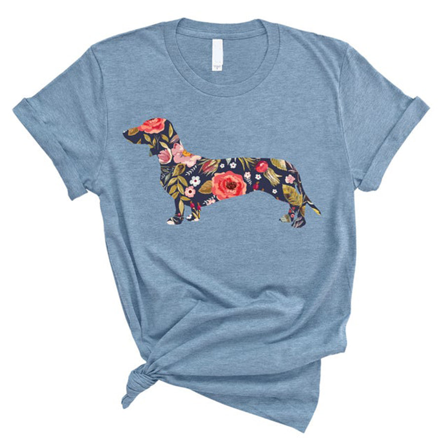 Dachshund Mom Shirt, Floral Dachshund Shirt, Weiner Dog Shirt,  Weenie Dog Shirt,  Dog Mom Shirt