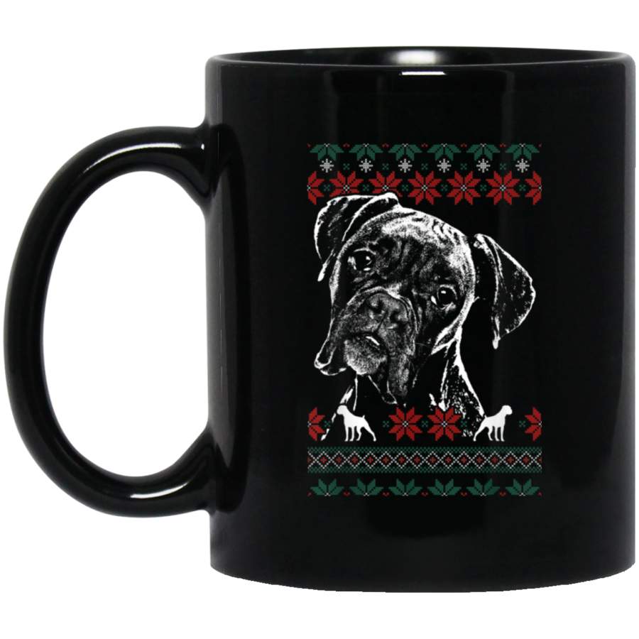 Boxer Dog Ugly Christmas 11 oz 15 oz Mug Black