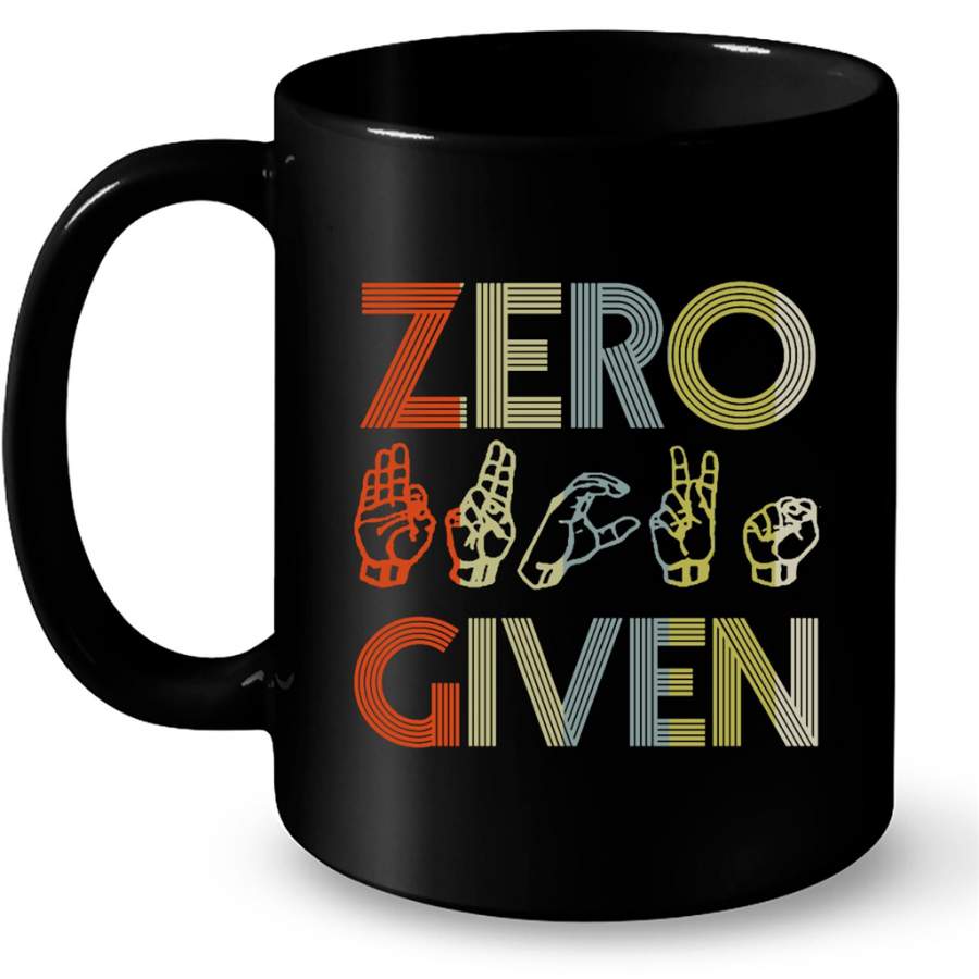 Zero Fuck Given American Sign Language Vintage – Full-Wrap Coffee Black Mug