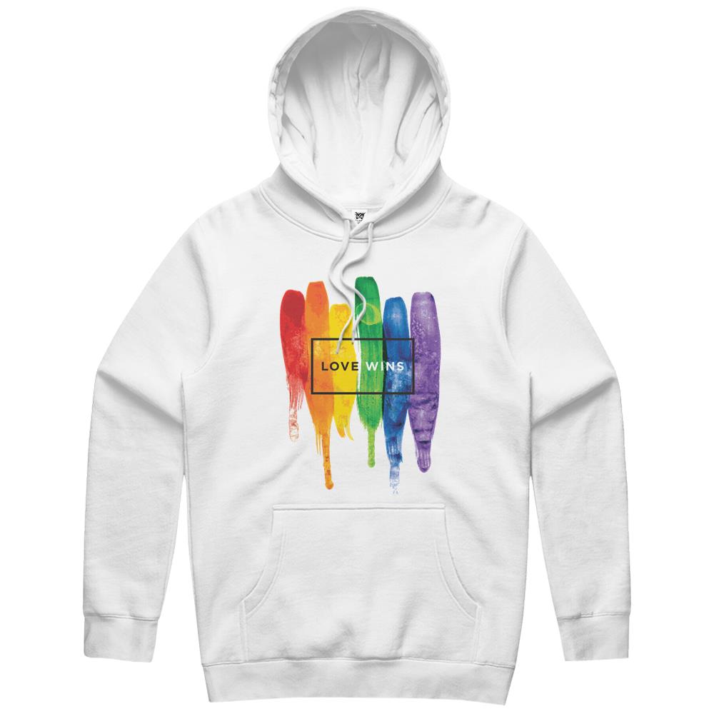 Watercolor Lgbt Love Wins Rainbow Paint Typographic Hoodie