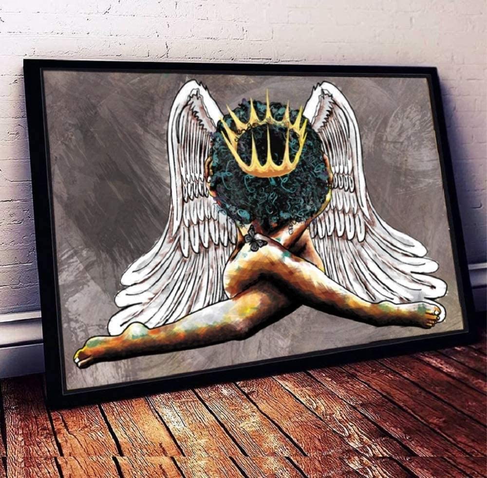 Skitongifts Poster No Frame, Wall Art, Home Decor Black Queen With God Angle Wings 1208