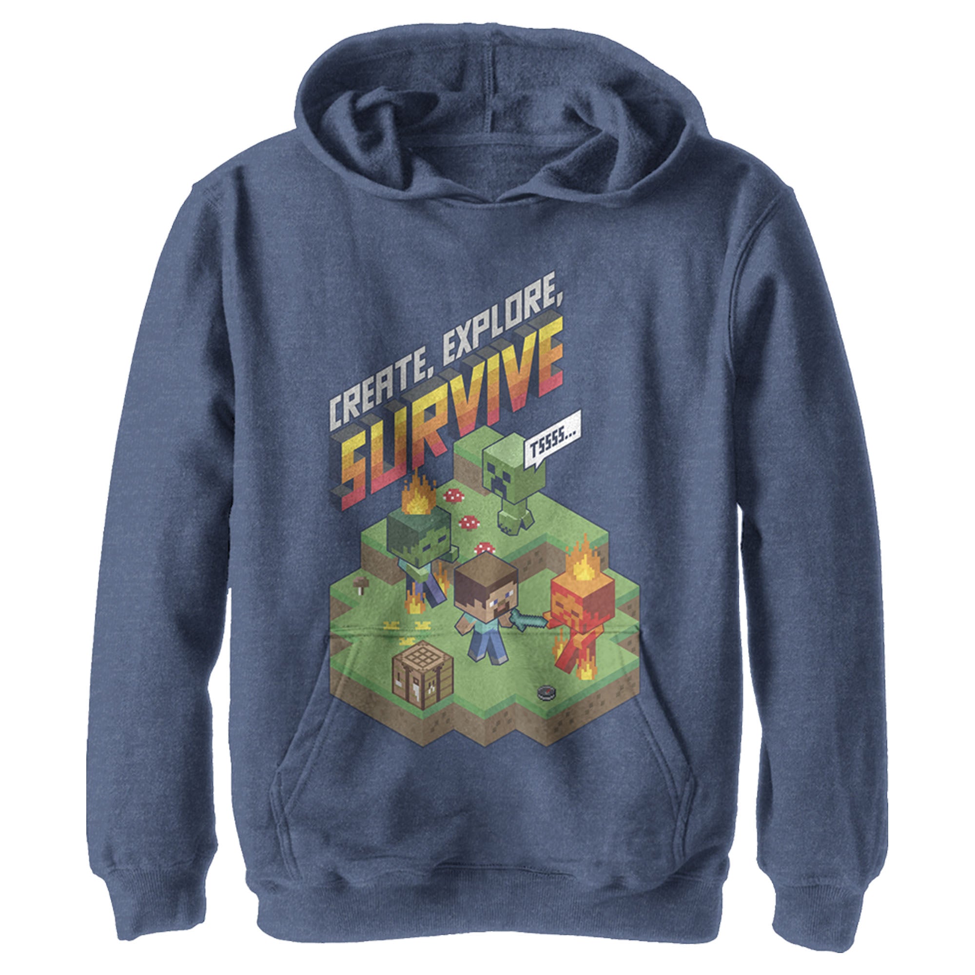 Minecraft Boy’S Steve Create Explore Survive  Pull Over Hoodie