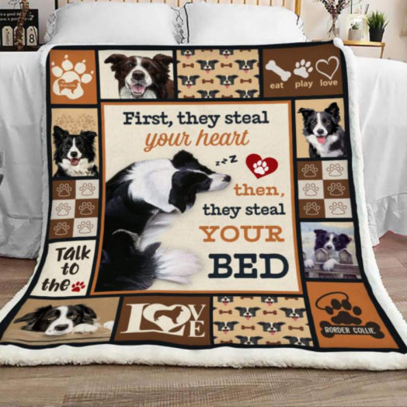 Border Collie Dog Sherpa Blanket JR2002 95O47