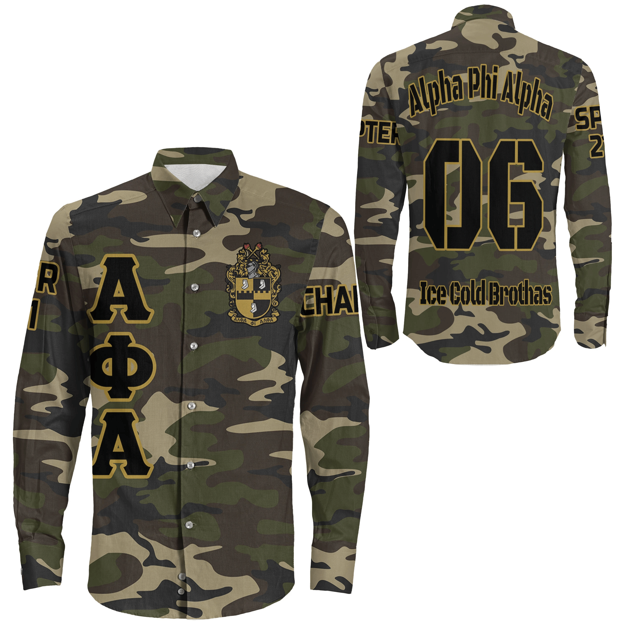 (Custom) Africa Zone Shirt – Alpha Phi Alpha Camouflage Long Sleeve Button Shirt A31