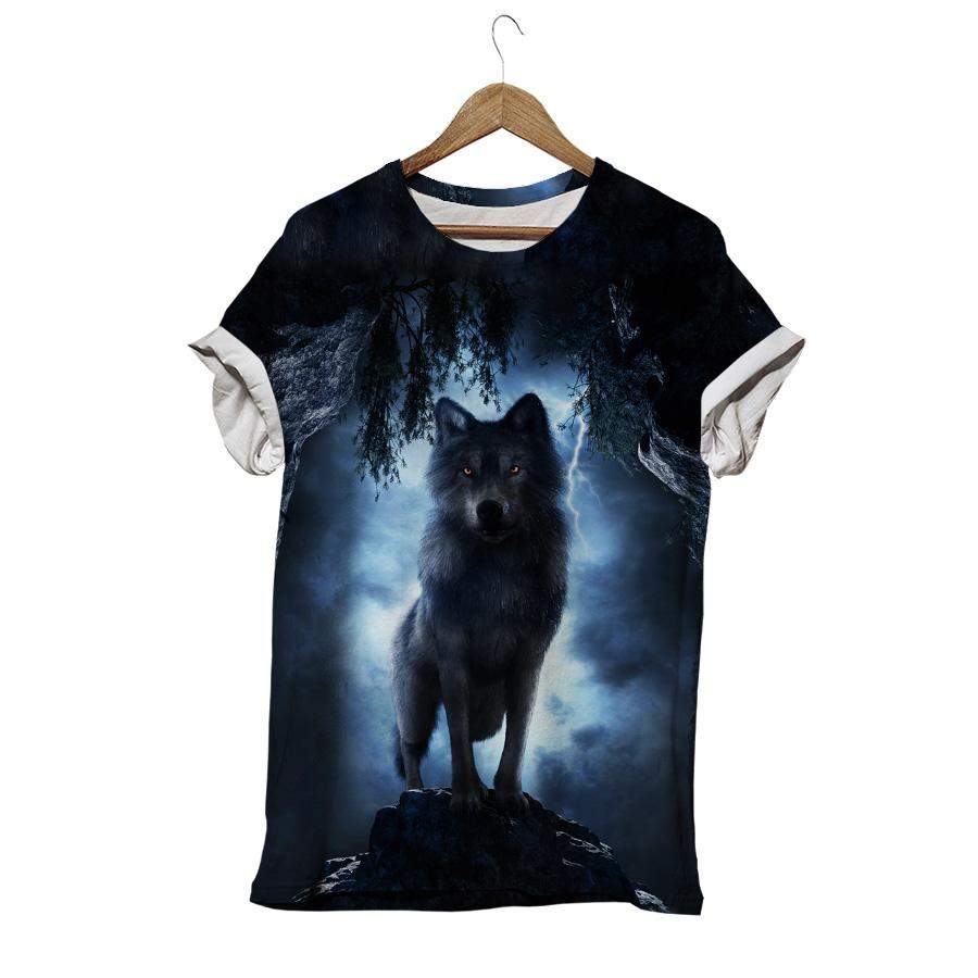 Wolf Tee Dark Night Animal Wolf T-shirt