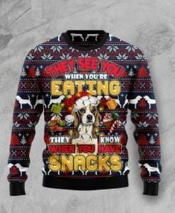 Beagle Ey Know When You Have Snacks Christmas Ugly Sweater