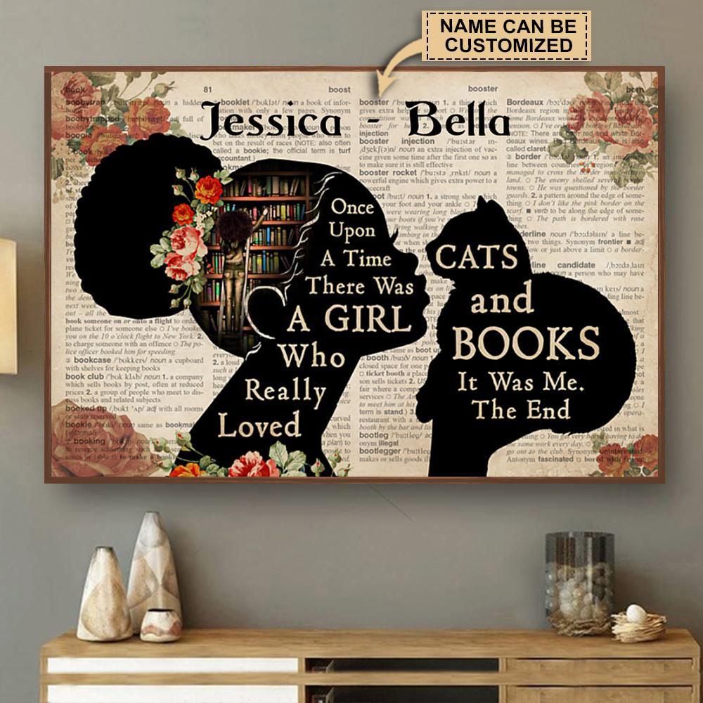 Aeticon Gifts Personalized Reading Girl Loved Cats And Books Canvas Mom Dad Gift Home Decor