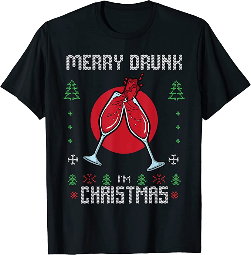 Ugly Christmas Sweater Alcohol Drink Drinking Mulled Wine T-Shirt