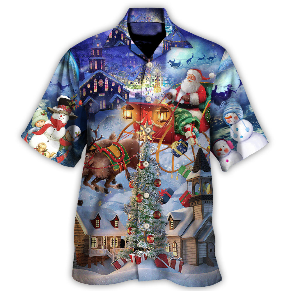 Christmas Rudolph Santa Claus Reindeer Gift Light Art Style Hawaii Shirt Ha55658