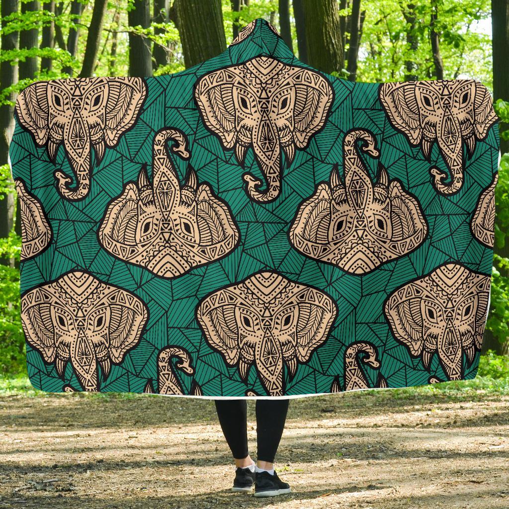 Boho Head Elephant Hooded Blanket