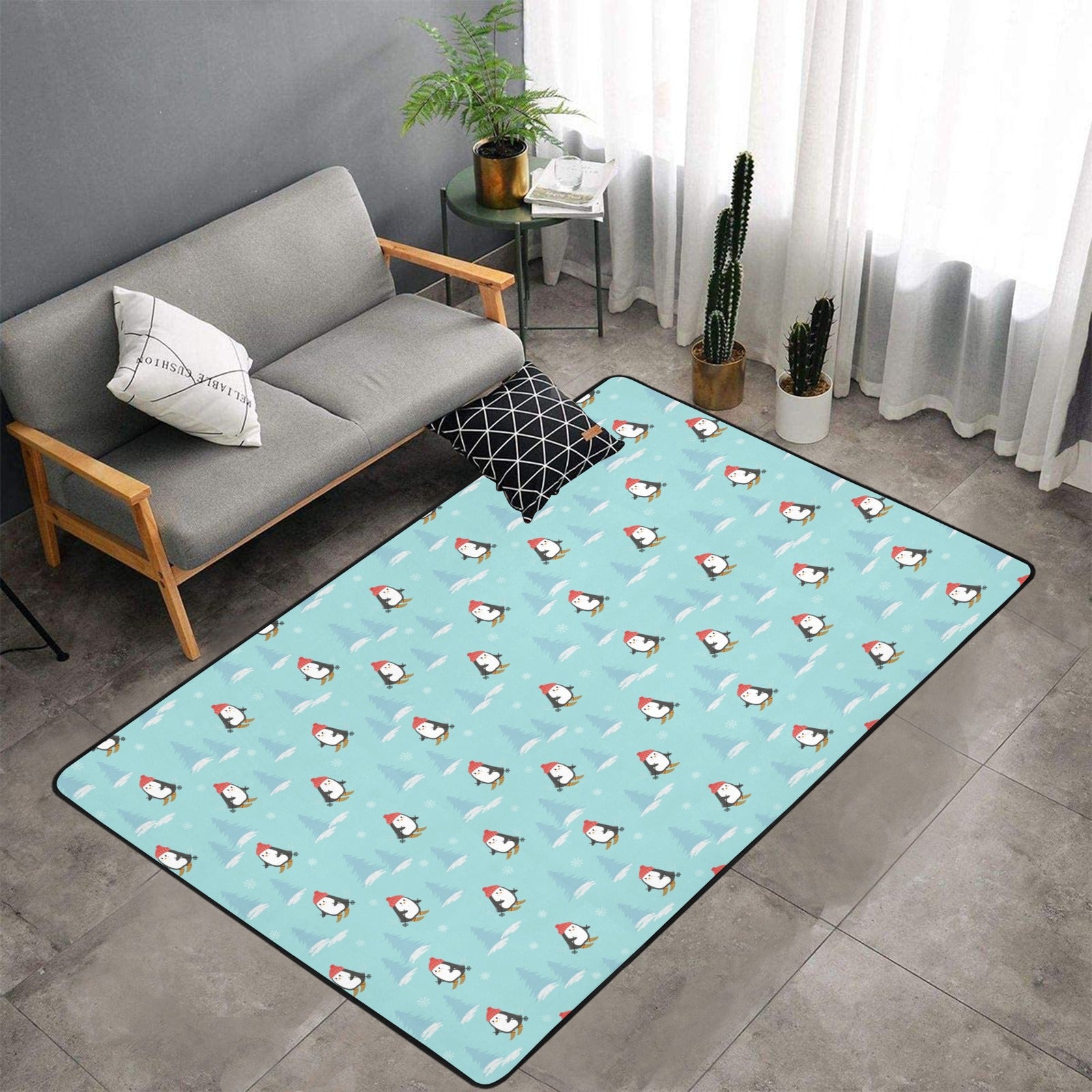 Ski Penguin Print Design Lks304 Area Rug 7’X5′