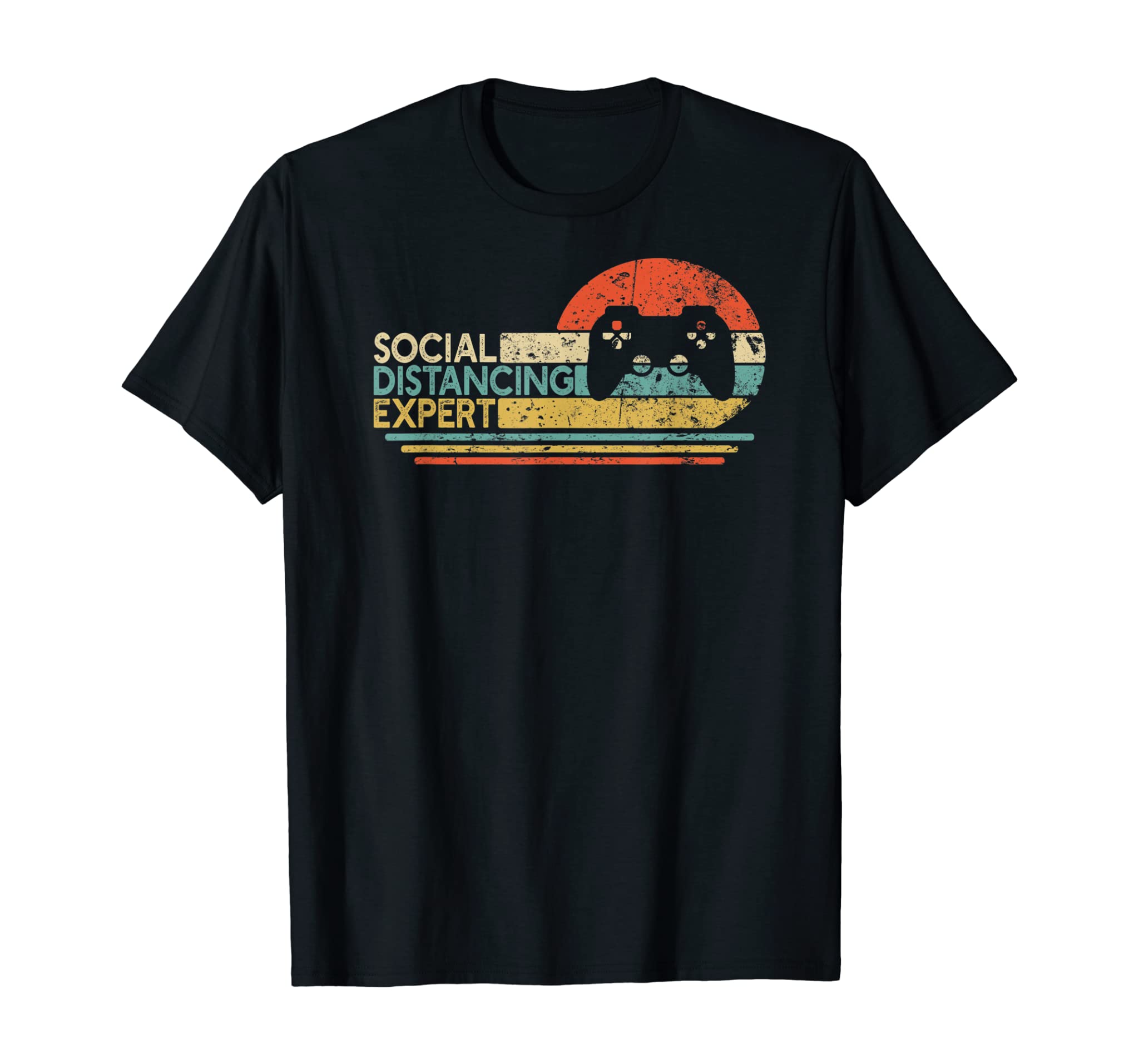 Social Distancing Expert Gaming Vintage Video Gamer Gift T-Shirt