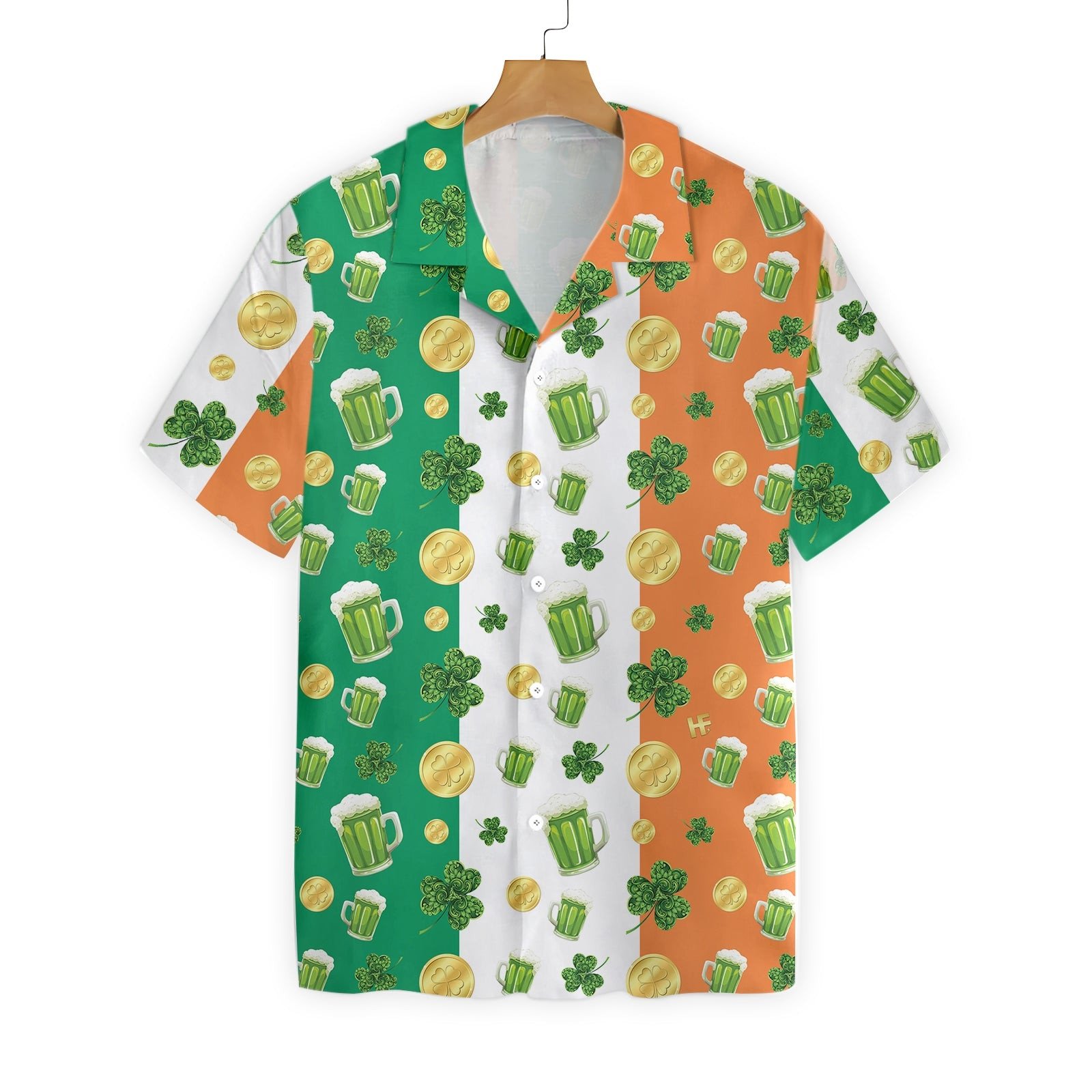 Beer Shamrock And Coin St Day Hawaii Button Up Shirt For Men Ha43532