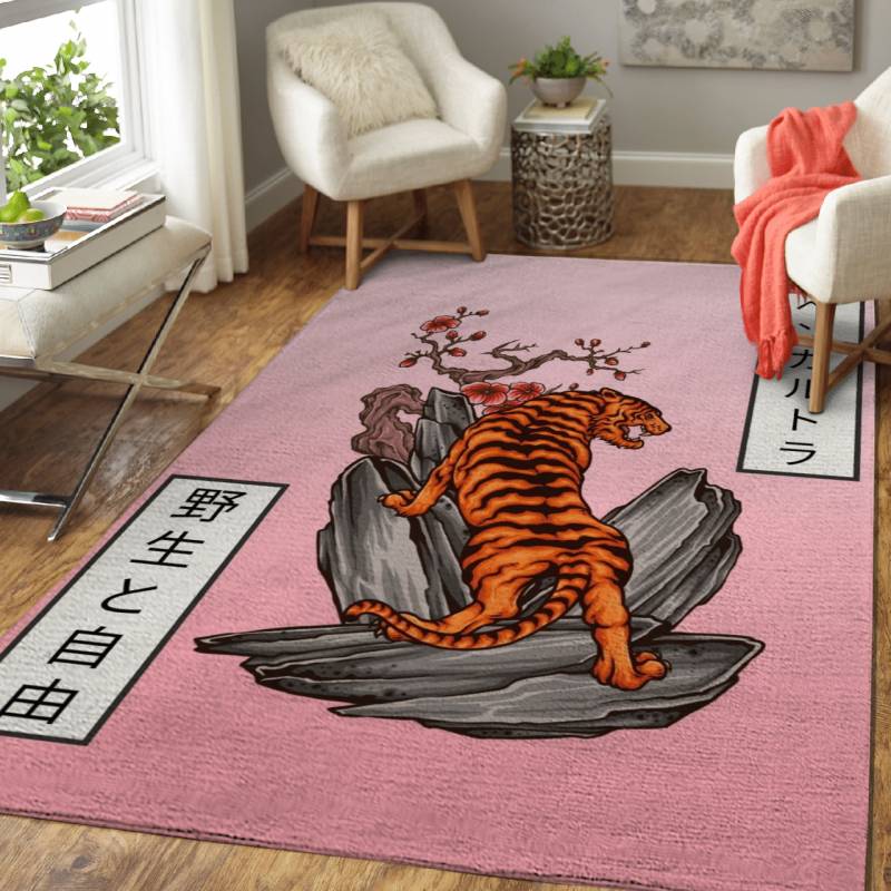 Bengal Tiger Japanese – Wild Animals Area Rug Carpet