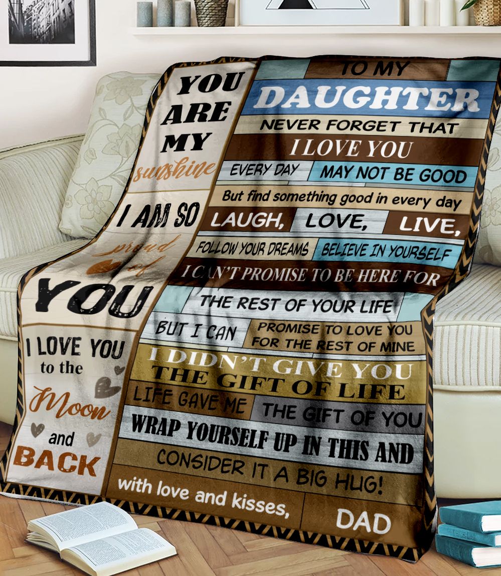 To My Daughter You Are Sunshine I Love You Dad Fleece Blanket