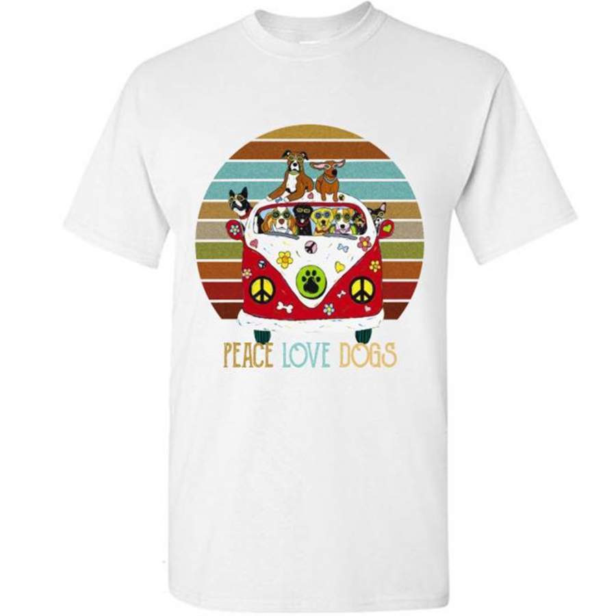 Peace Love Dogs, Hippie Van, Classic Vintage Retro – Gildan Short Sleeve Shirt