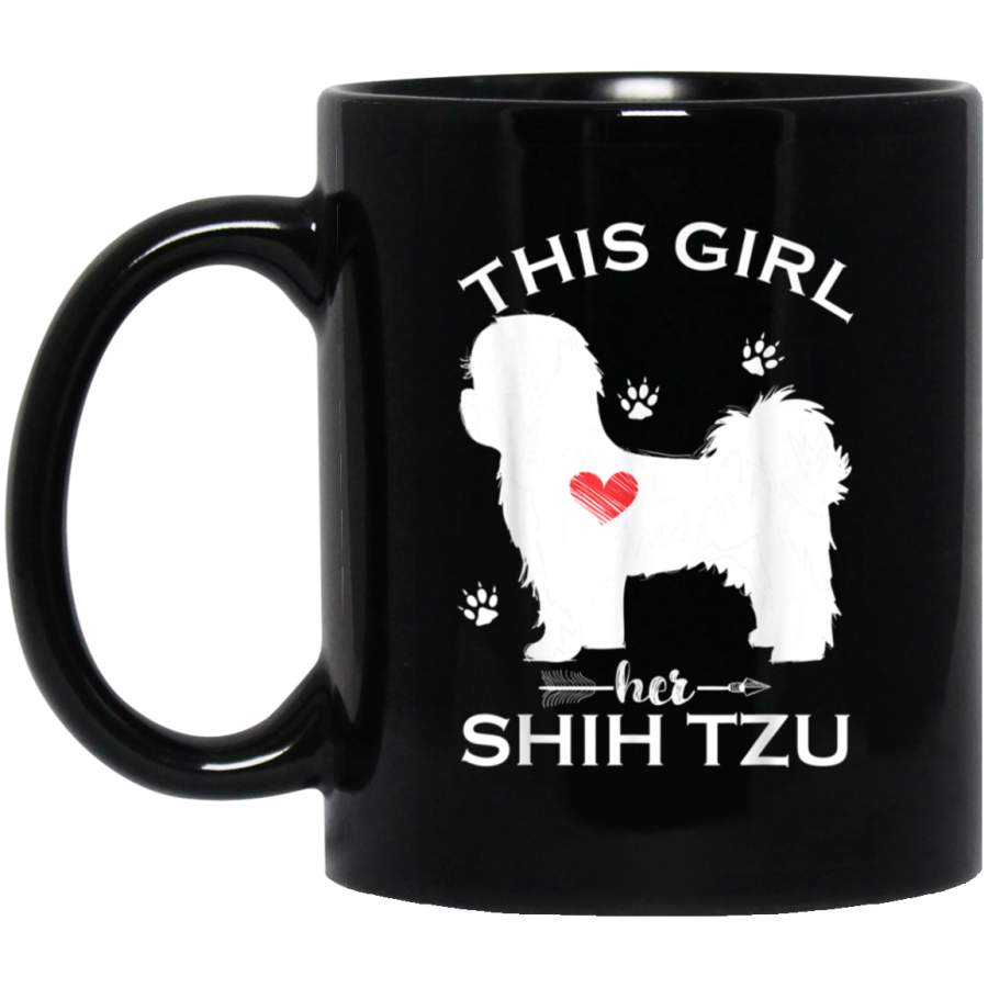 This Girl Loves Her Shih Tzu Gift Puppy Dogs Lover Funny 11 oz 15 oz Mug Black