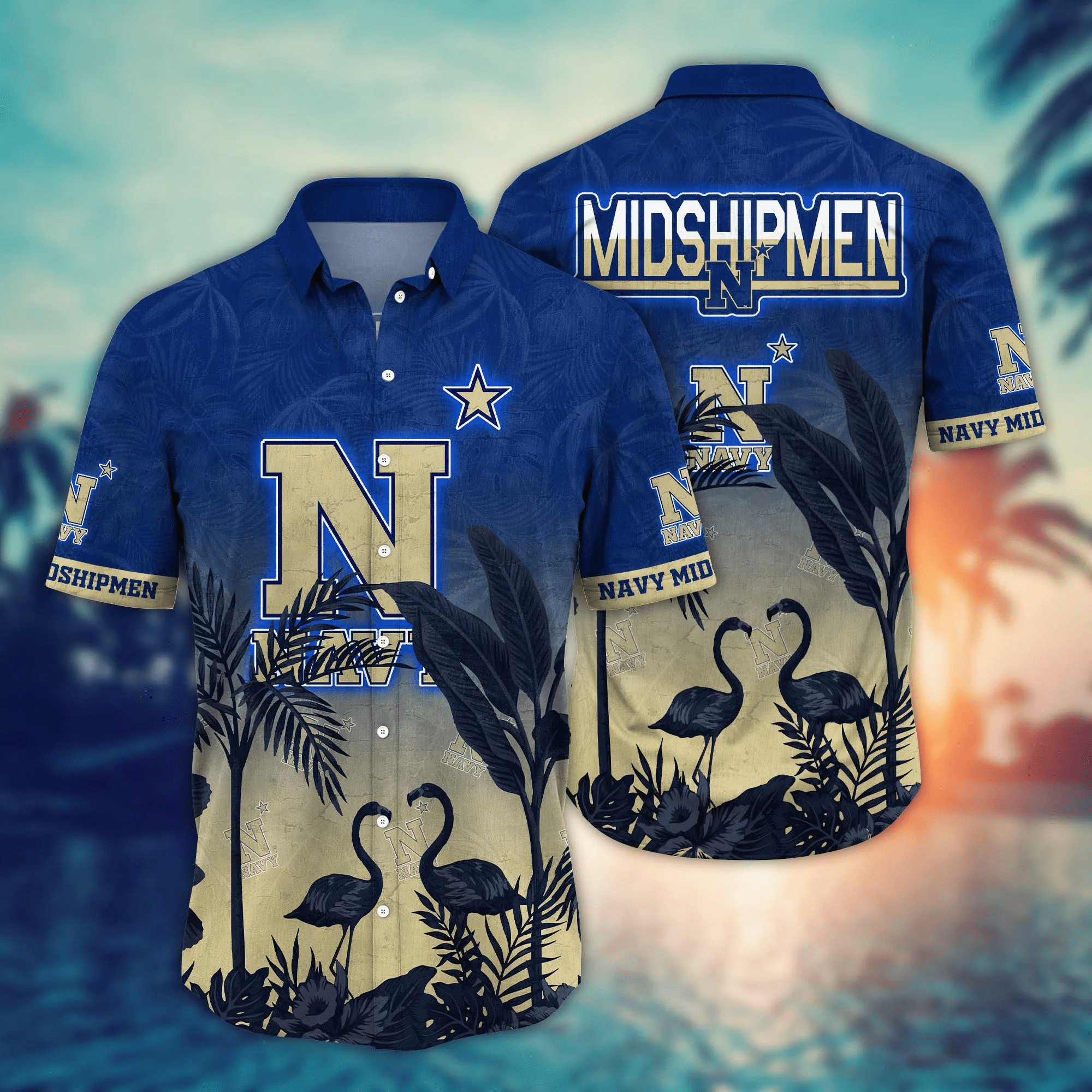 Navy Midshipmen NCCA Hawaiian Shirt Beach Seasontime Aloha Shirt