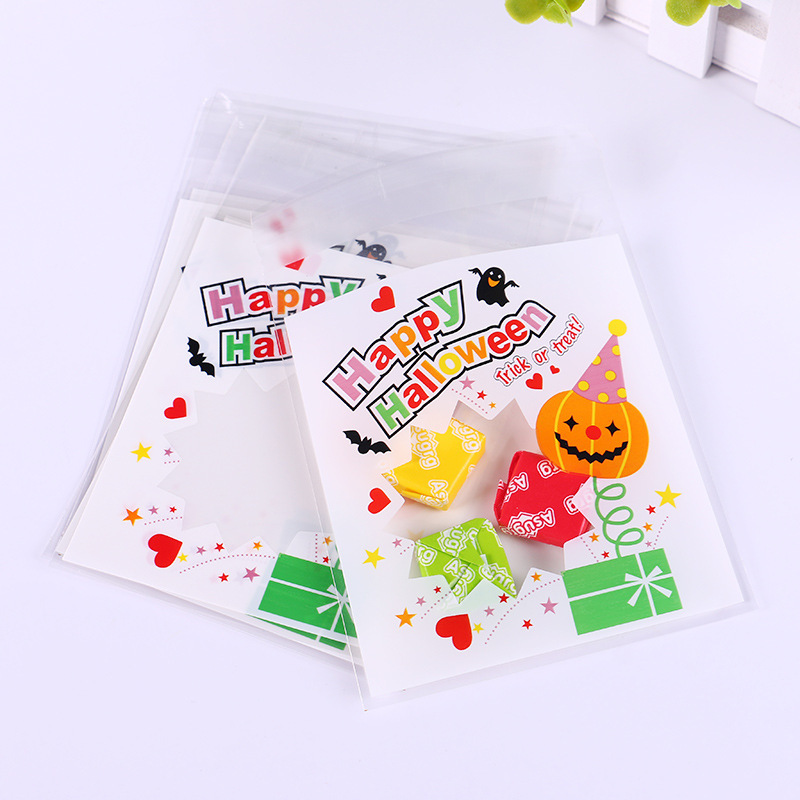 30pc Halloween Gift Bags OPP Biscuit Candy Packaging Bag Ghost Festival Party Gift Snack Ziplock Bag Happy Helloween Party Decor alx