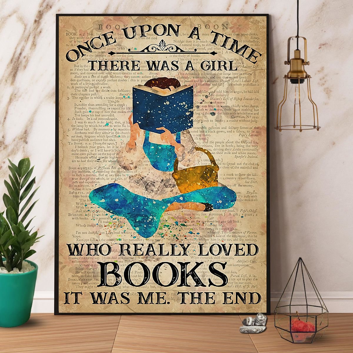 Book A Girl Who Really Loved Books Vintage  Poster No Frame Matte Canvas