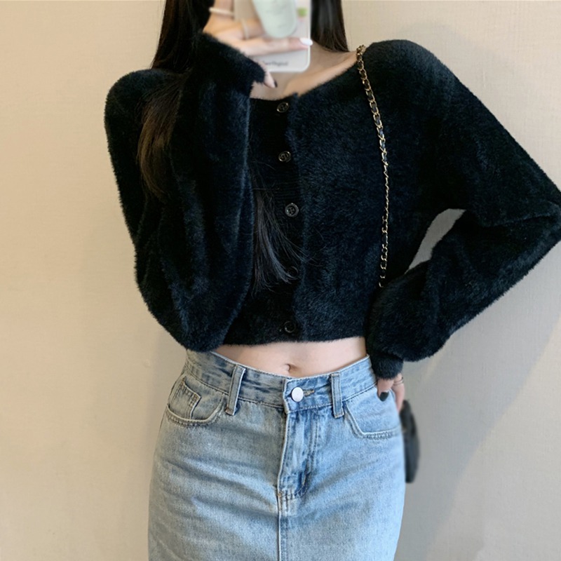 Sweet Tender Soft Sweater Cropped Cardigan Women Spring Knitted Korean Style All-match Girlish Aesthetics Loose Vacation Stylish alx