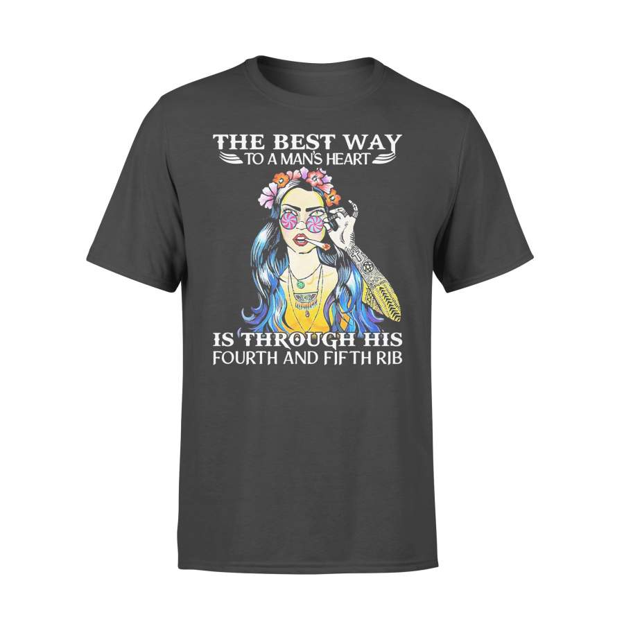 Hippie Girl Tattoos The Best Way To A Man’s Heart Is Through His Fourth And Fifth Rib T-shirt