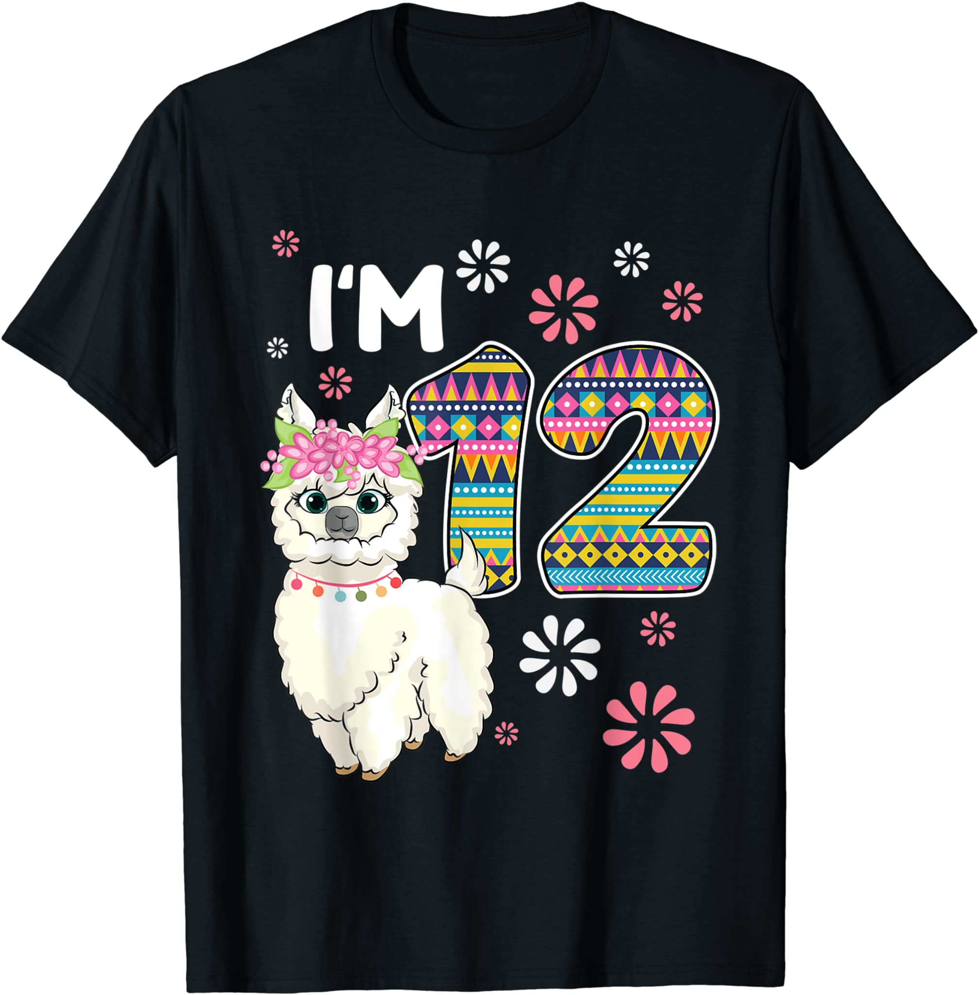 Birthday Llama I’M 12 Year Old Girl Theme 12Th Farm Gift T-Shirt