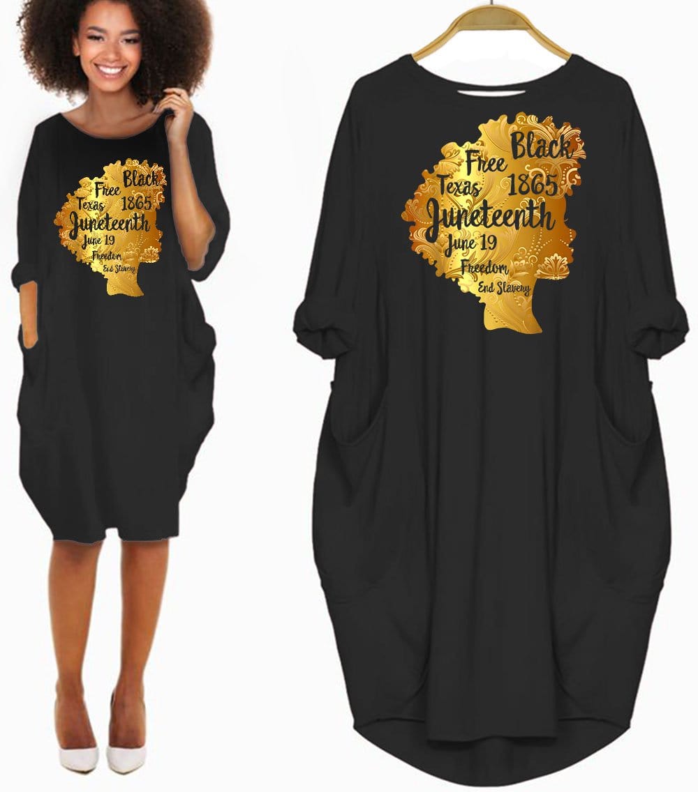 African American Dresses Juneteenth Freedom Day June 19Th 1965 African American Cute African American Female Long Sleeve Pocket Dress African Fashion Styles