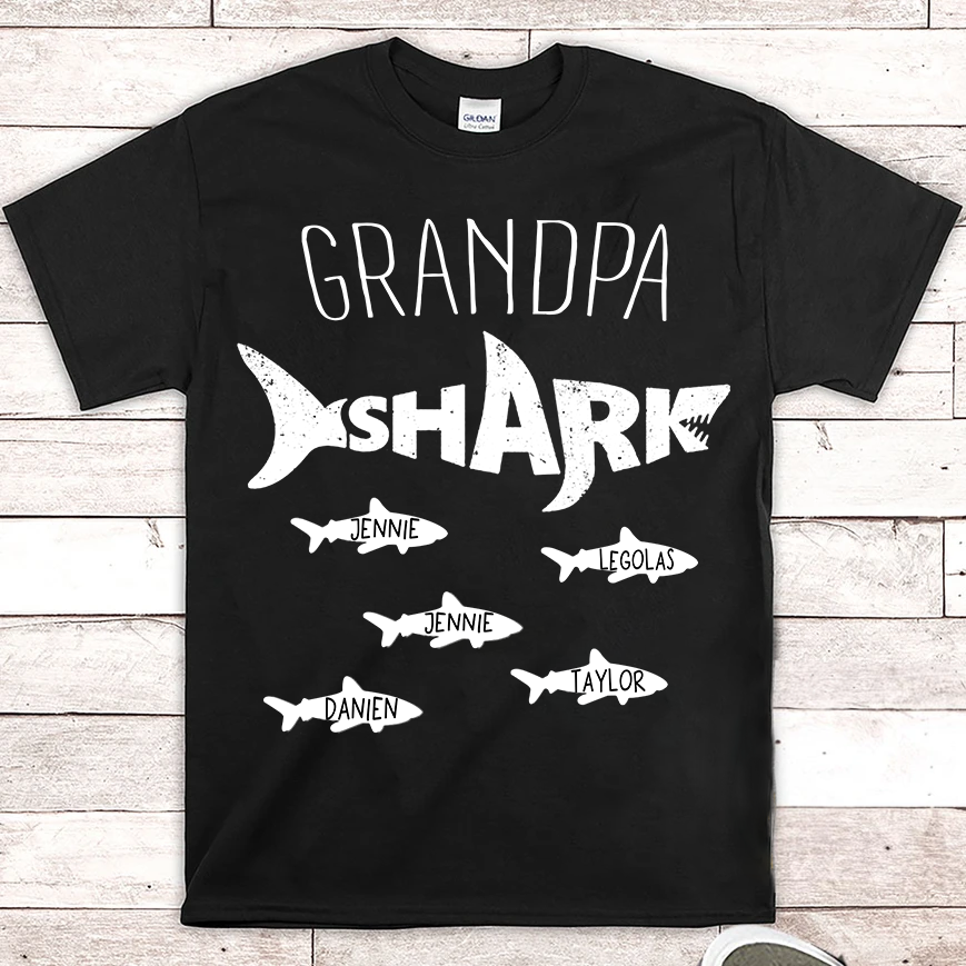 Apayprints – Grandpa Shark  Personalized T-Shirt