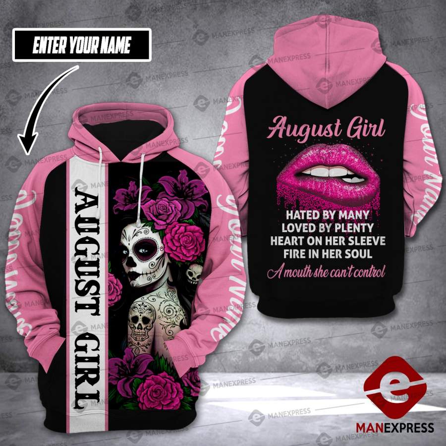 VH CUSTOMIZE  August girl tattoos HOODIE 3D ALL OVER PRINT 0610 HMD