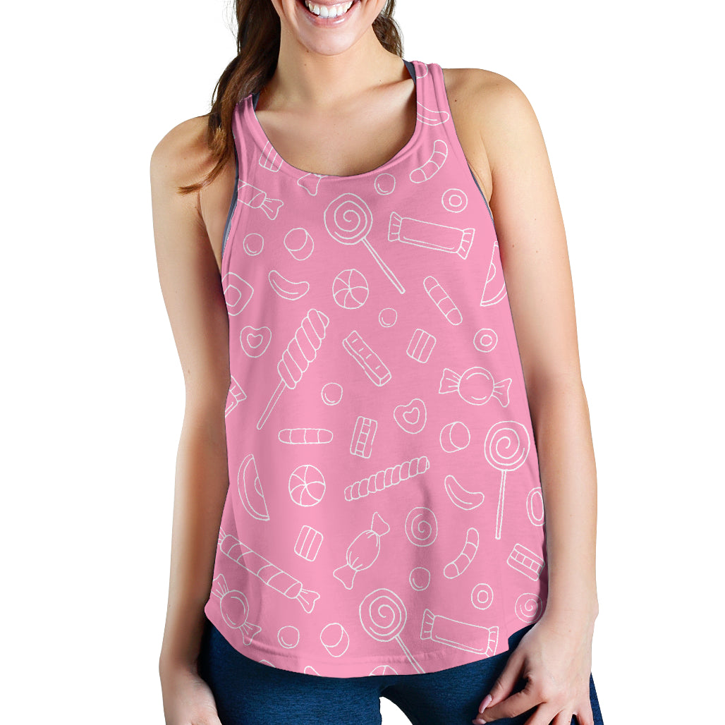 Sweet Candy Pink Background Women Racerback Tank Top