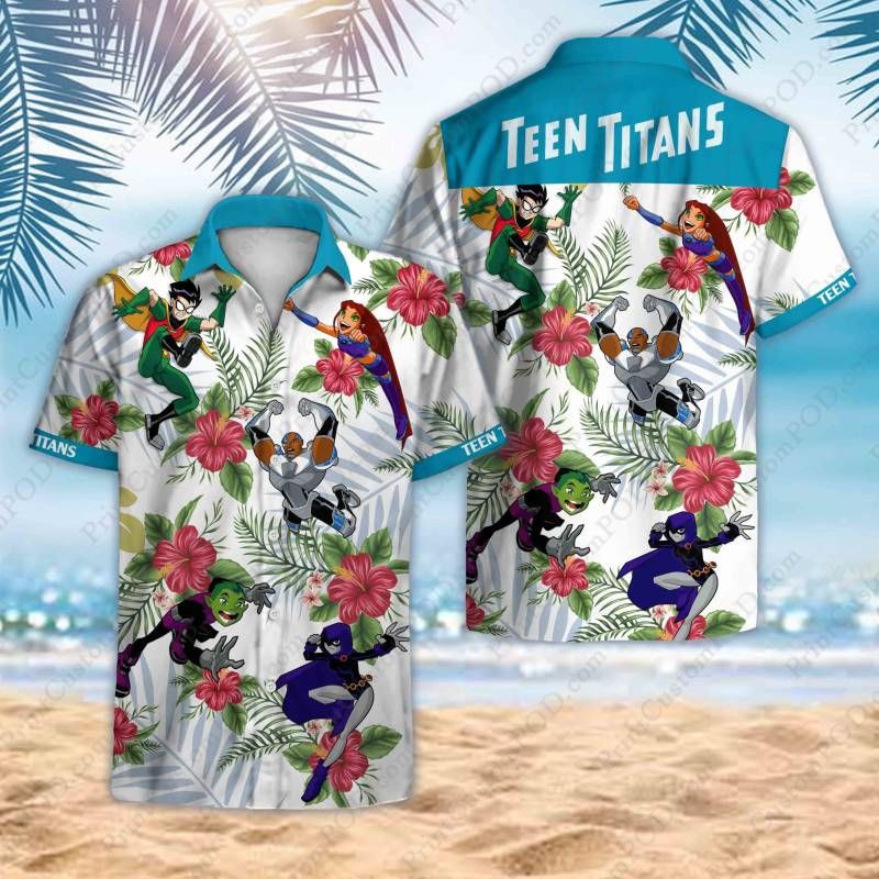 Teen Titans Hawaii Graphic Print Short Sleeve Hawaii Casual Shirt Ha64619