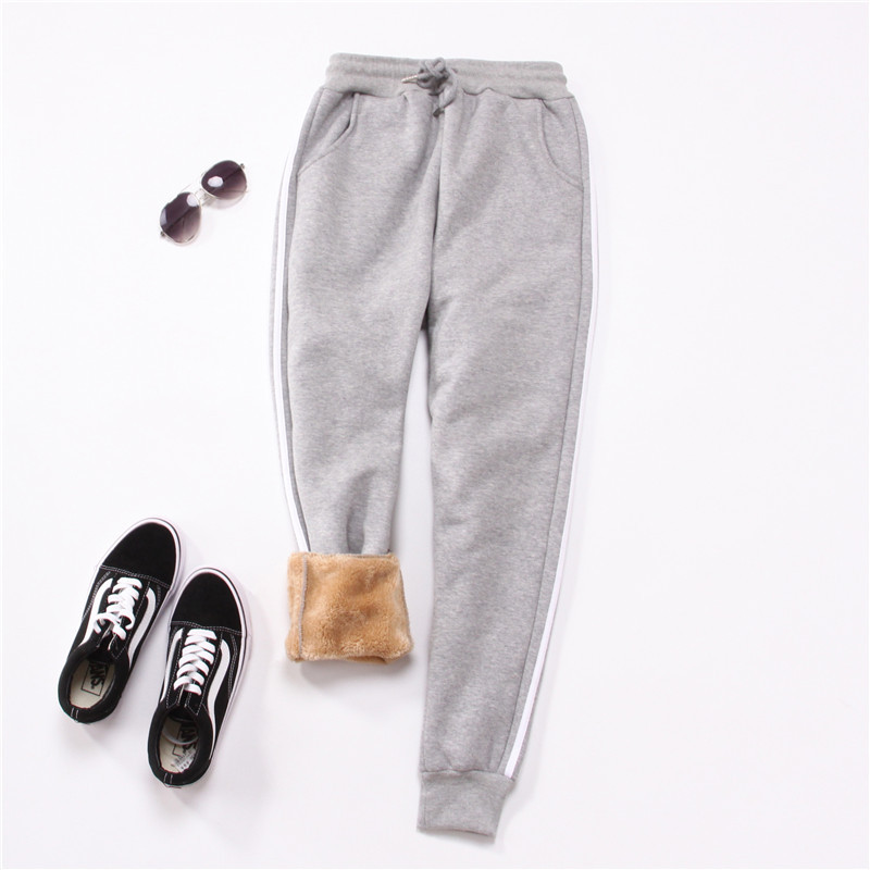 Winter Warm Harem Pants For Women Velvet Sweatpants Women’s Striped Joggers Trousers Female Soft Fleece Cotton Casual Pants alx