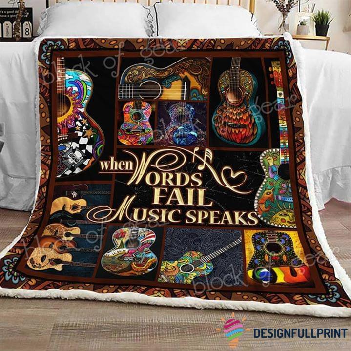 Guitar Music Lover When Words Fail Music Speaks Gilf For Christmas Blanket Hg