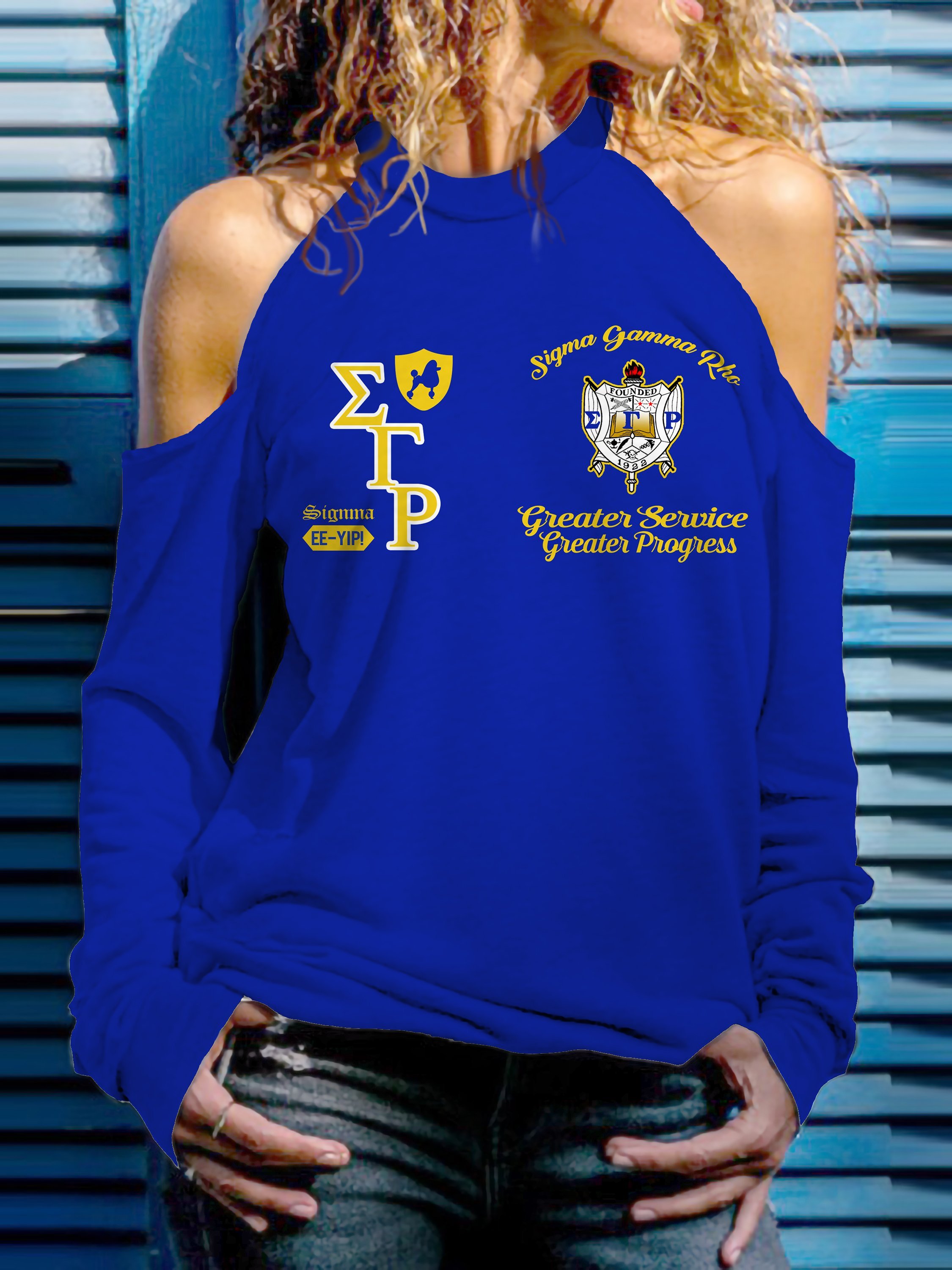 Sigma Gamma Rho Strapless Off Shoulder Sweatshirt 1