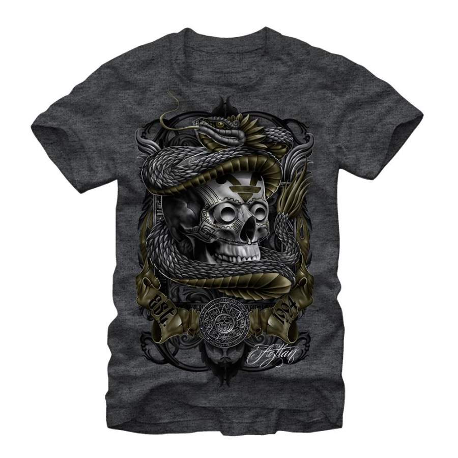 Aztlan Men’s Serpent Warrior  T Shirt Charcoal Heather