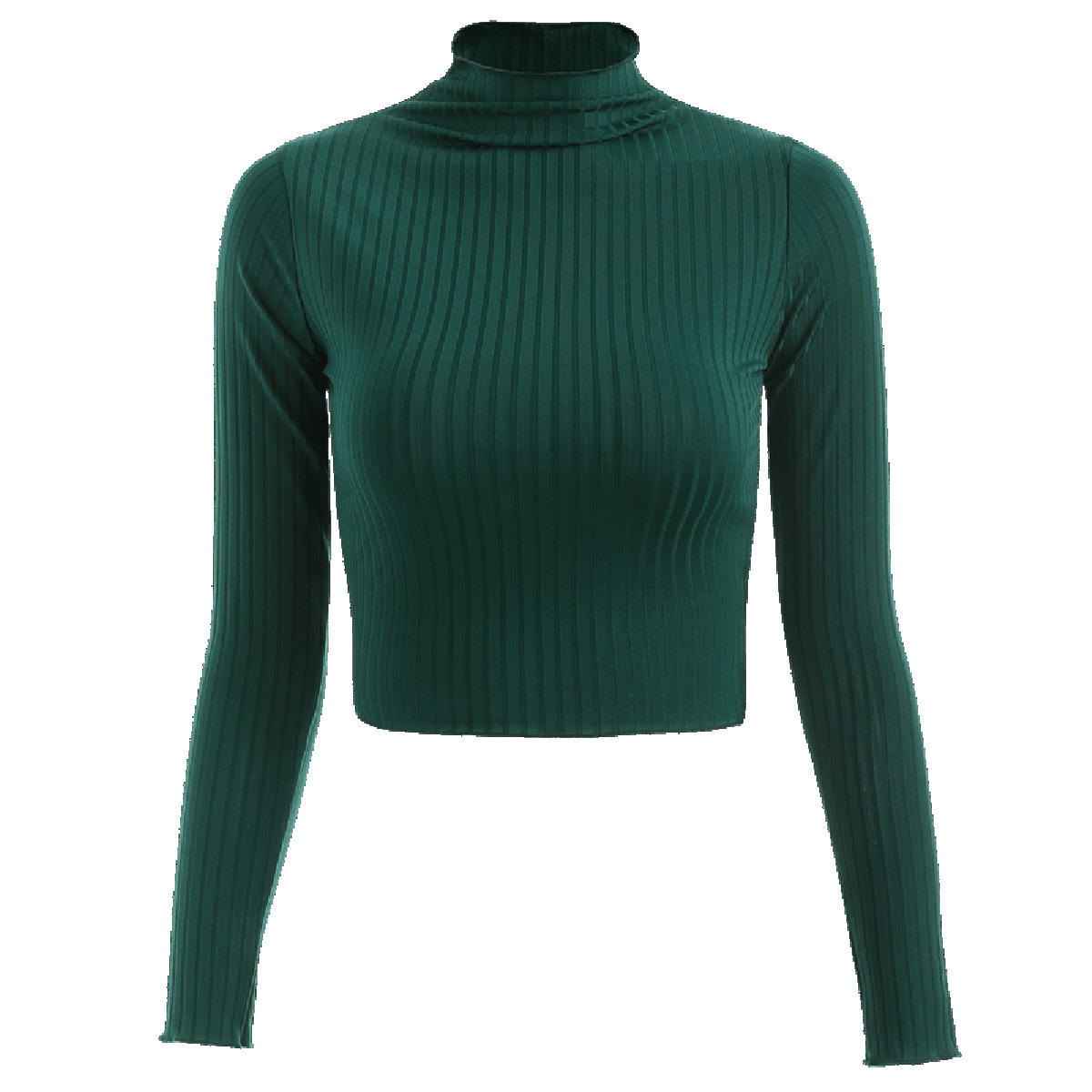 2022 New Autumn and Winter Half Turtleneck Solid Color Long Sleeve Knit Tops Women’s Crop Tops Women’s Autumn and Winter Sweater alx