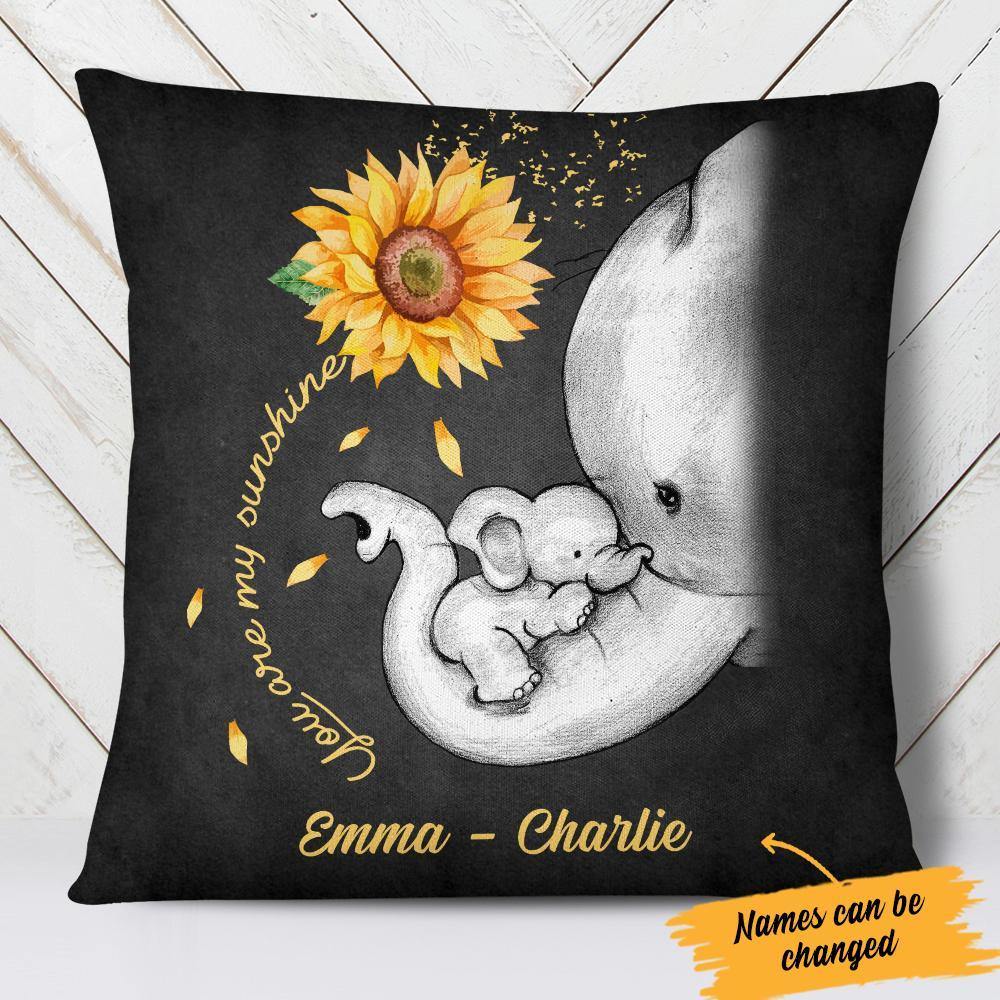 [Personalized Name] Elephant Mom Sunshine Pillow Sofa, Throw Pillow Covers