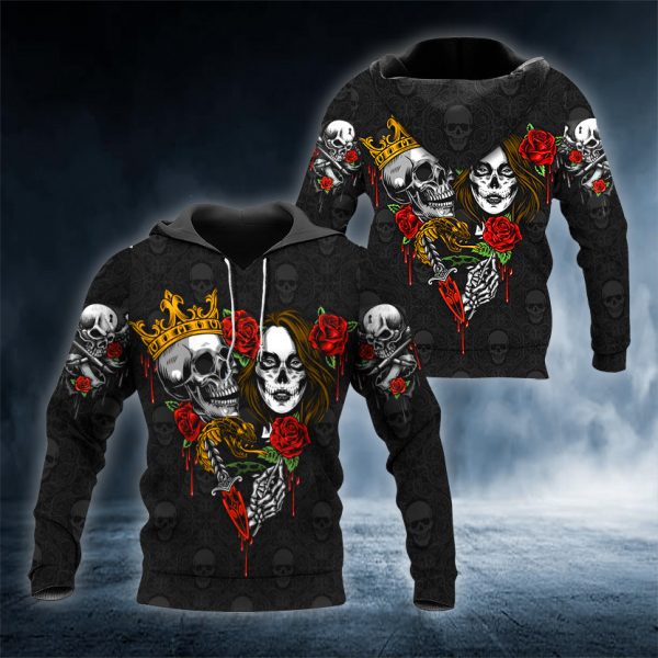 Classic Chicano Style Skull 3D All Over Printed Unisex Hoodie Us Size