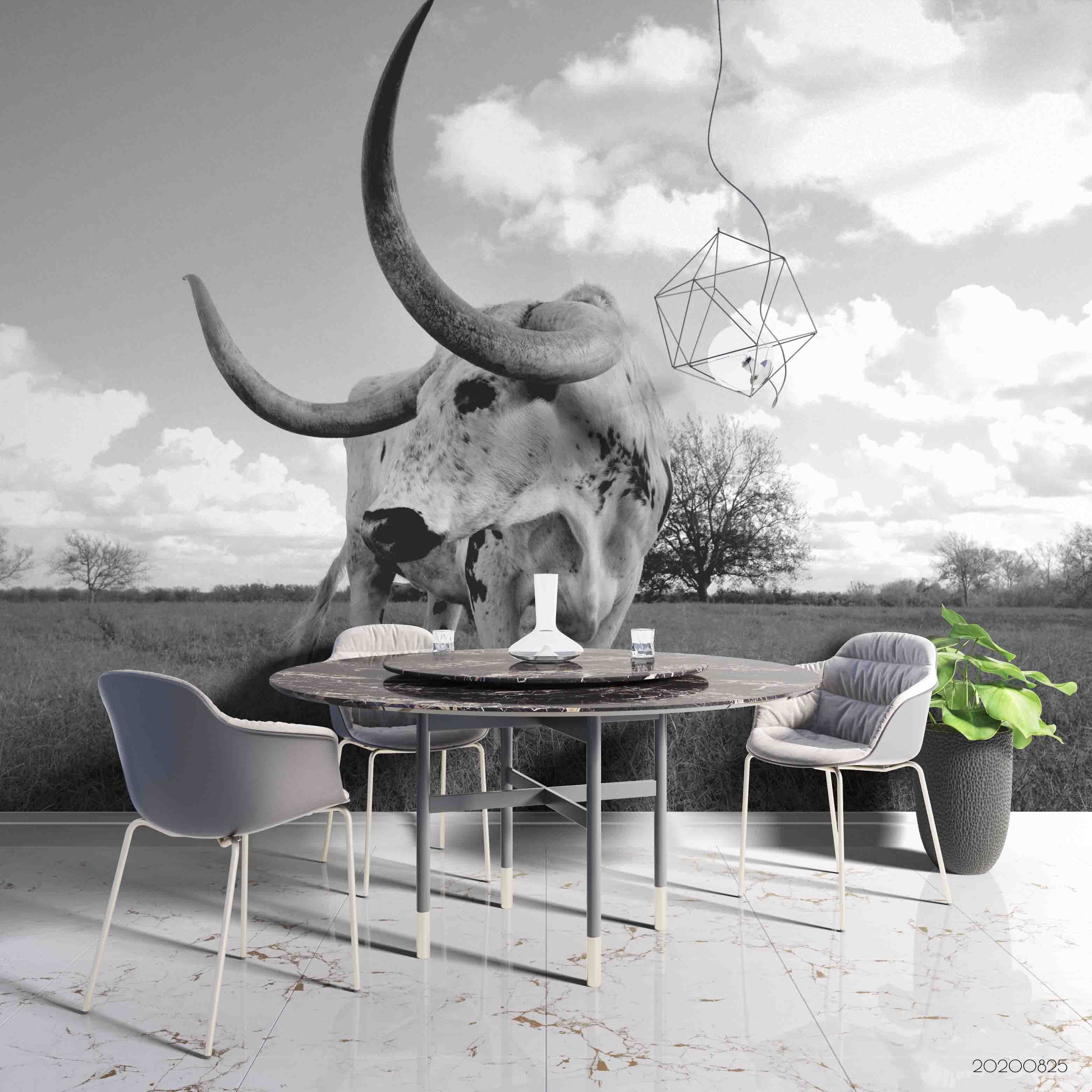 3D Retro Grey Animal Rhino Wall Mural Wallpaper Lqh 105